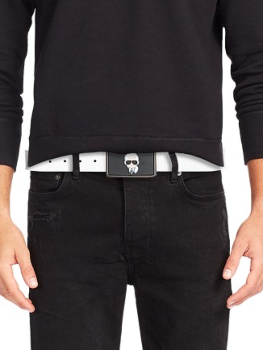 Karl Lagerfeld Paris Men’s Choupette Leather Belt - Picture 2 of 6
